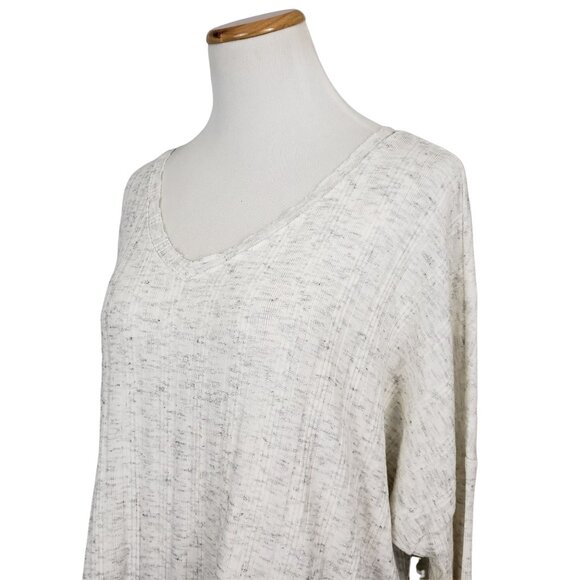 Time and Tru Top Women's XXL Scop Neck Long Sleeve Ribbed Heathered Knit Shirt - Picture 7 of 7